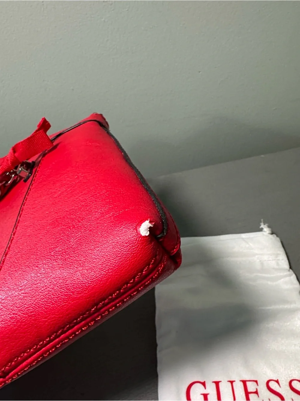 Guess Red Crossbody / Wristlet Bag with Gold Accents with Dust Bag NWT